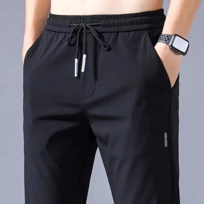 Ice Sensation Straight-Leg Pants for Men Summer Thin Loose-Fit Casual Trousers Slims Your Silhouette Men'S Pants